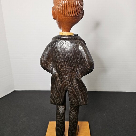 Rare Romer Mid-Century Hand Carved Wood Statue of Unnamed Man - Picture 6 of 9